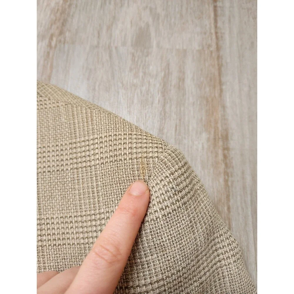 Alan Flusser Wool Linen Blend Tweed Double Breasted Blazer Beige Lined Mens 43T